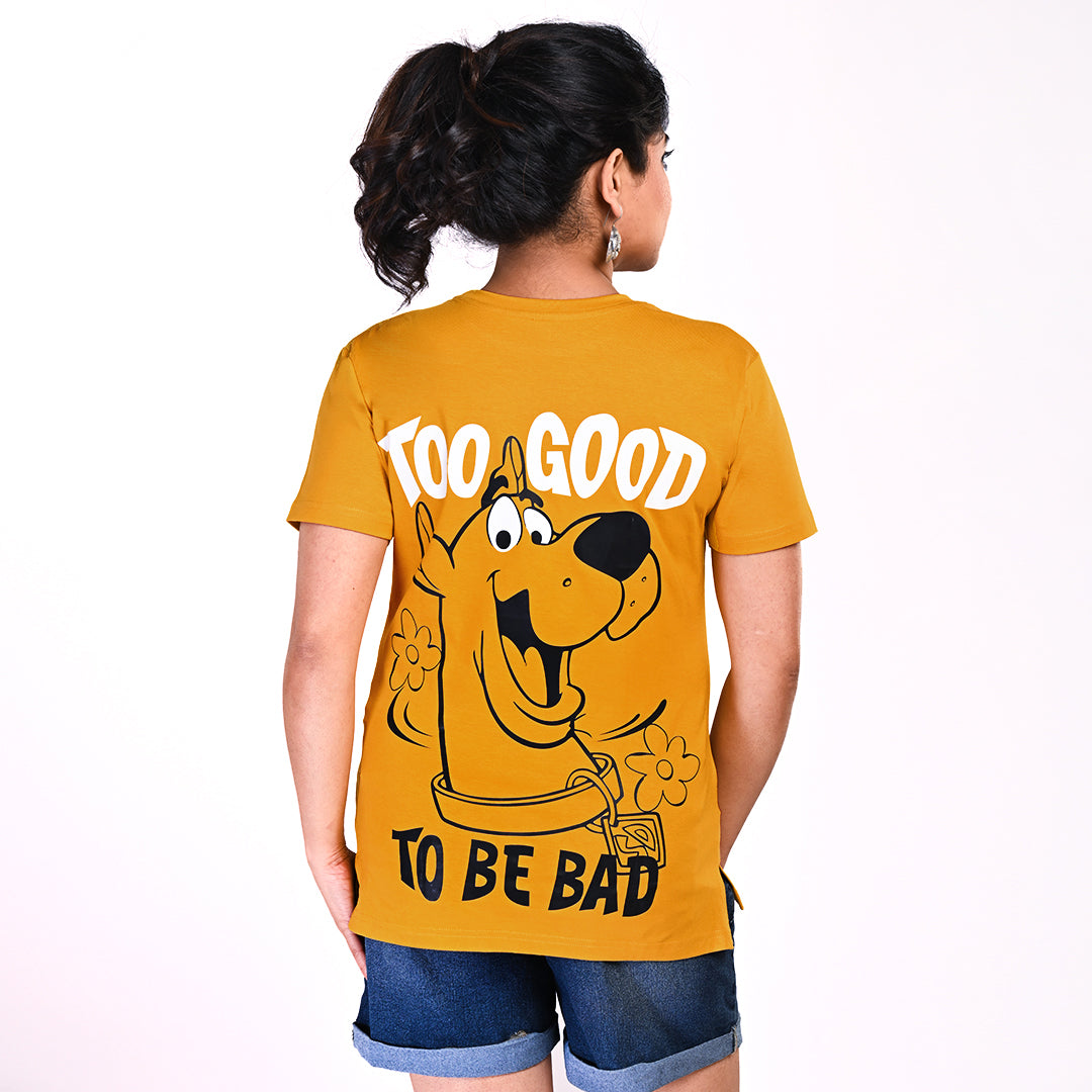 STYLOOO Women's Mustard Yellow Scooby-Doo SD Graphic T-Shirt - Cartoon Tee
