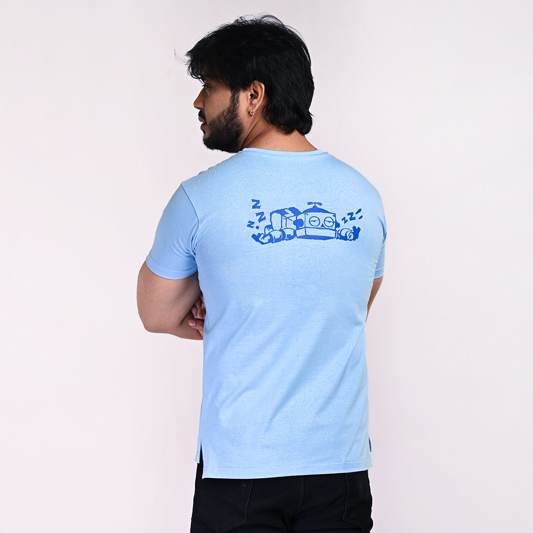 STYLOOO Men's Light Blue "Sleep Harder Snore Louder" Graphic T-Shirt - Funny Quote Tee
