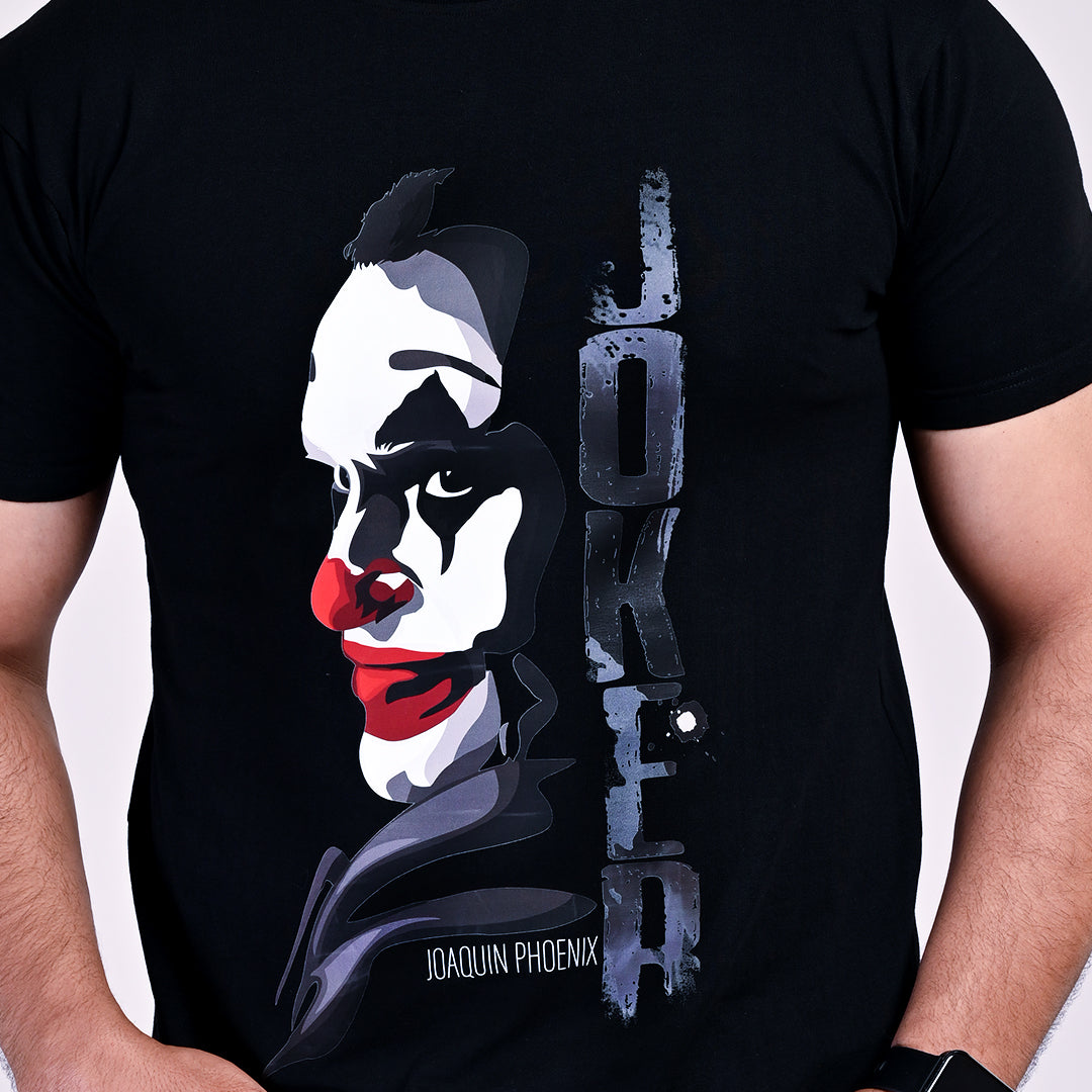 STYLOOO Men's Black Joker Joaquin Phoenix Graphic T-Shirt - Movie Villain Tee