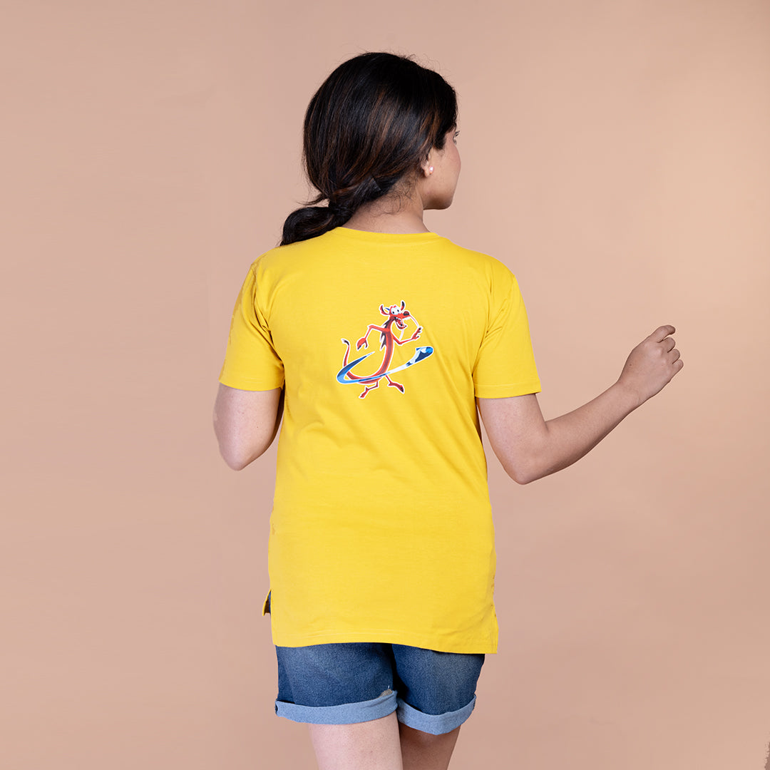 STYLOOO Women's Yellow Mulan & Mushu Graphic T-Shirt - Disney Warrior Princess Tee
