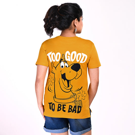 STYLOOO Women's Mustard Yellow Scooby-Doo SD Graphic T-Shirt - Cartoon Tee