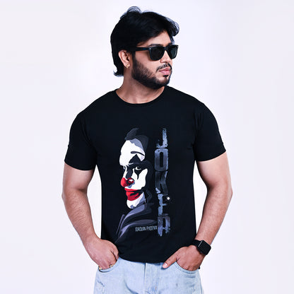 STYLOOO Men's Black Joker Joaquin Phoenix Graphic T-Shirt - Movie Villain Tee