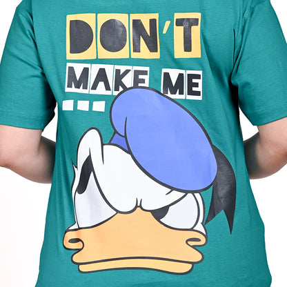 STYLOOO Women's Teal Green Donald Duck "Mad Genius" Graphic T-Shirt - Oversized Casual Tee